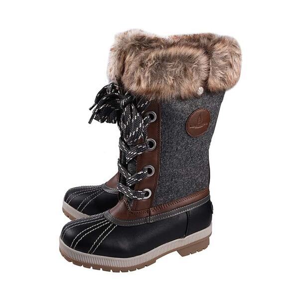 London Fog Snow Boots Faux Fur Trim size 8 - Picture 1 of 8